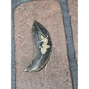 Vintage Sterling Silver Leaf Shaped Etched Brooch